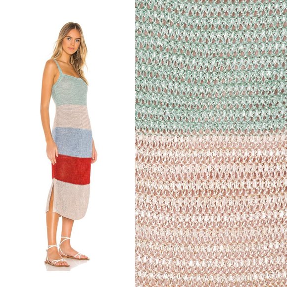 Suboo Lucy Knitted crochet Wide Stripe Midi Dress revolve - Picture 2 of 11